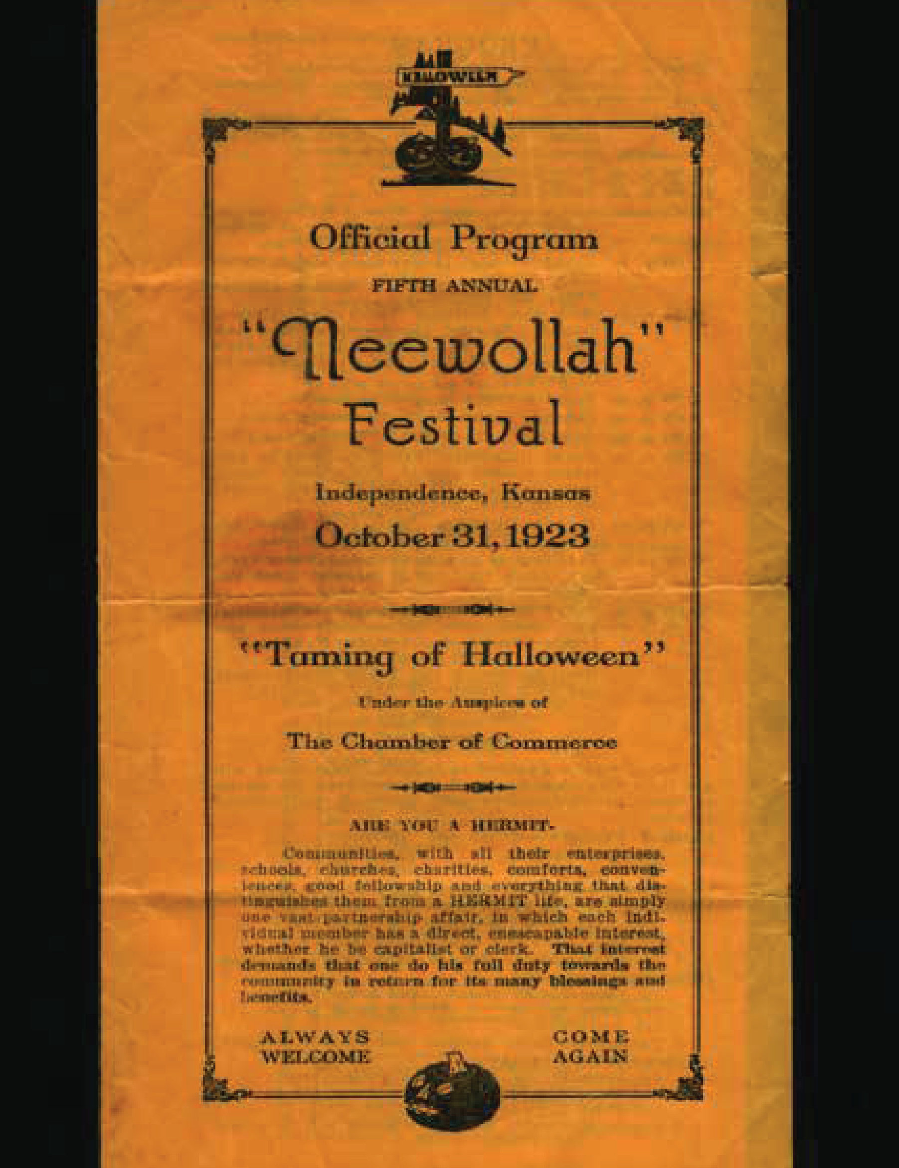 Neewollah 1923 Taming of Halloween
